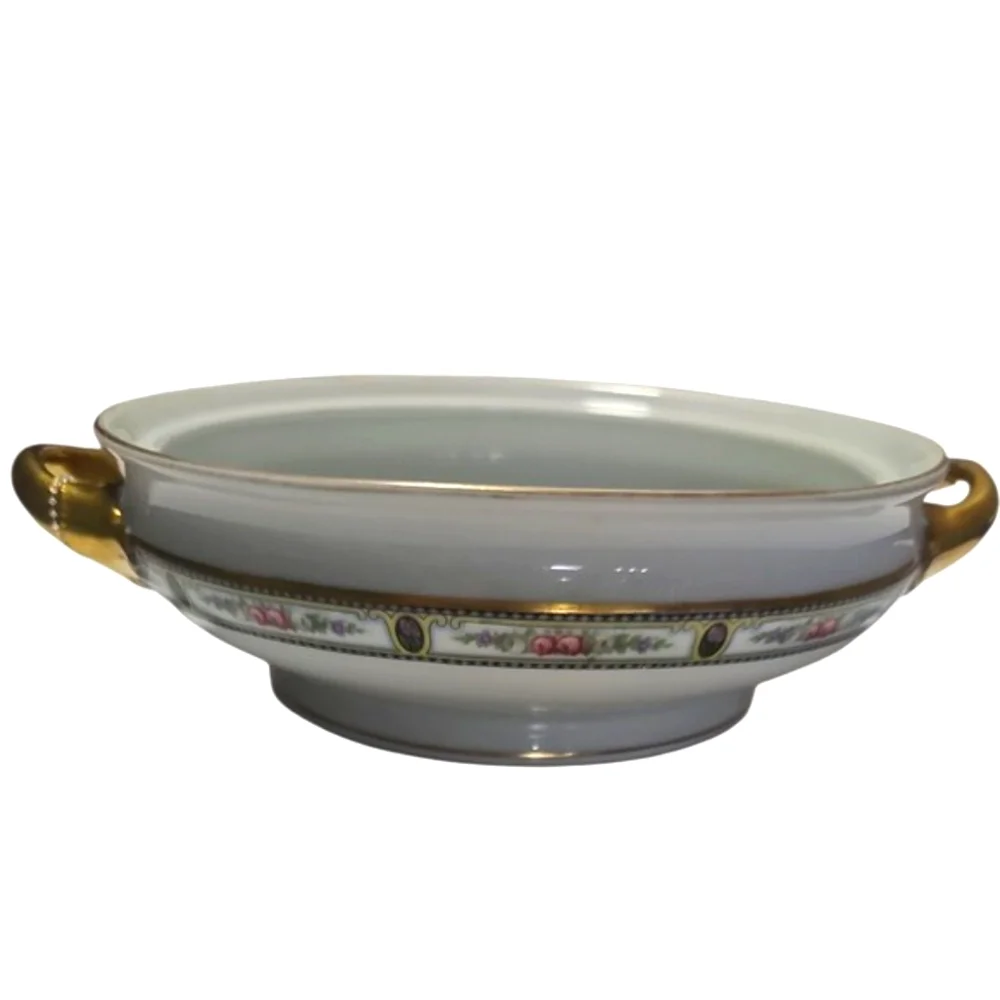 Vintage Rosenthal Bavaria Serving Bowl Two Handled Floral Gold Trim No Lid‎